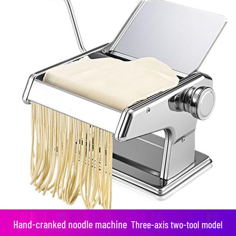 Stainless Steel Manual Noodle & Dumpling Press with Hand Crank and Two Blades