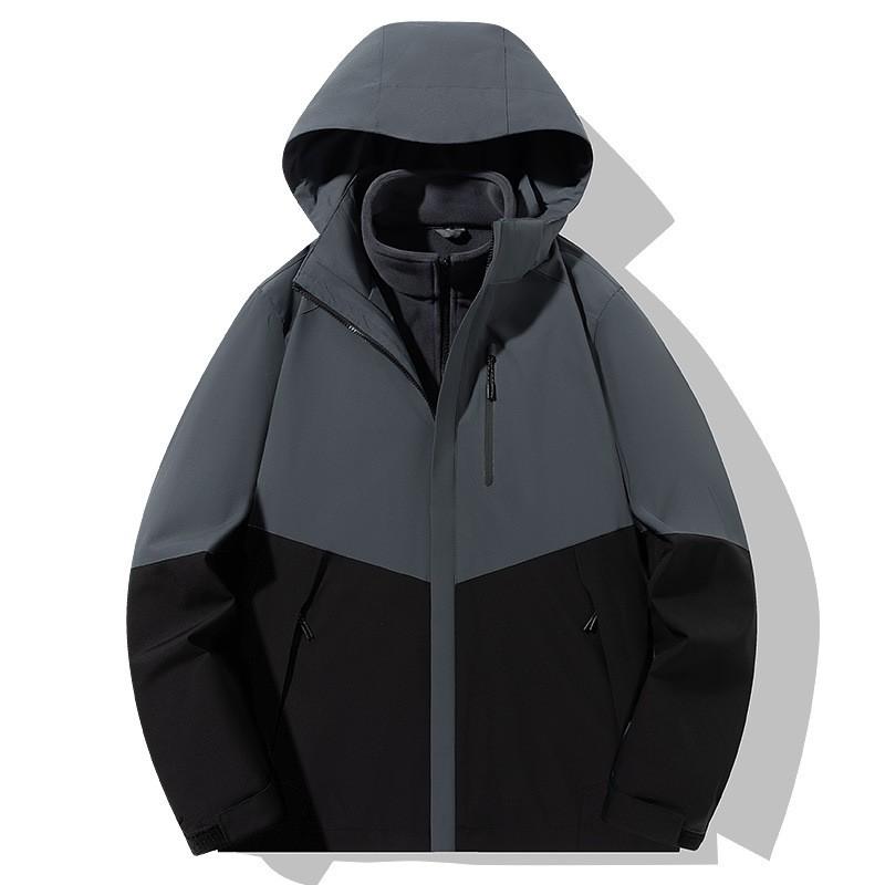 Men Women 3-in-1 Detachable Hooded Windproof Waterproof Outdoor Jacket With Fleece Liner Hiking Camping Cycling Winter