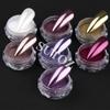 Red 7 Bottles Nail Art Mirror Powder Set - Fine Carving Silver Gloss Iridescent Powder