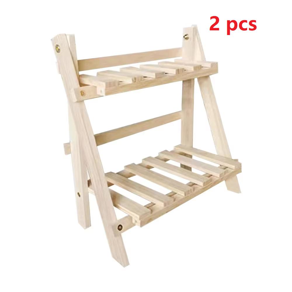 Wooden Storage Shelf 2-Tiers Desktop Organizer Shelves Trapezoidal Desk Display Rack Desktop Stationary Office Storage Rack