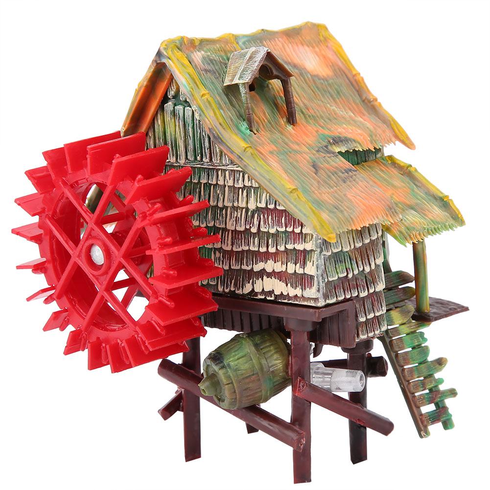 Fish Tank Landscaping Decoration Pneumatic Aerated Waterwheel Hut(Small Water Truck)