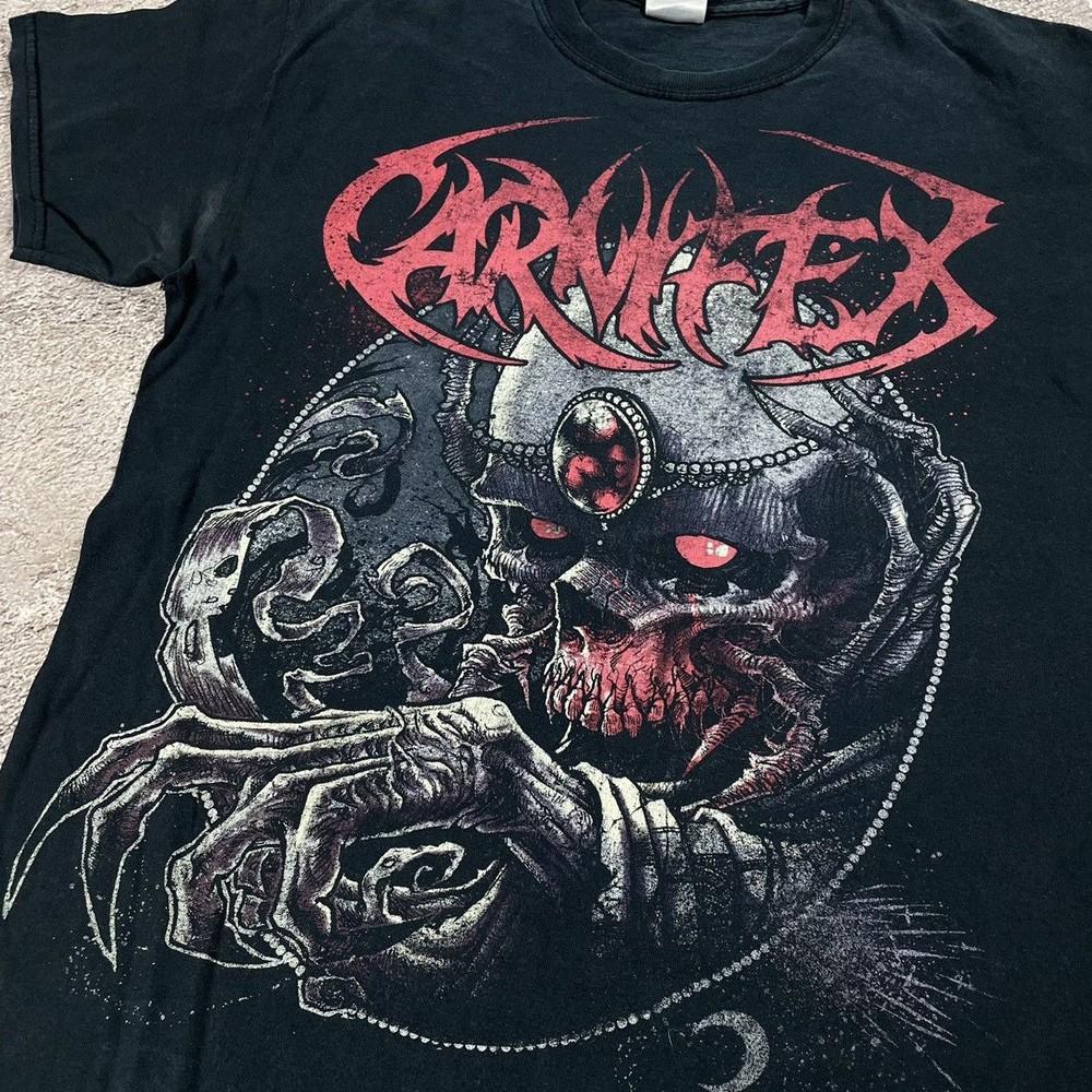 90s Carnifex Horror Bones Blood Skulls Creepy Black Short Sleeve T shirt NH25193 Unisex T-Shirt XL