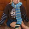 12*180cm Luxury Y2K Styles Winter Warm Knitted Small Wool Scarf Women Stripe Shawls Lady Soft Wraps Neckerchief