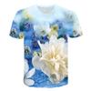 Unisex Plant, Flower & Leaf Print T-Shirt - Crew Neck, Short Sleeve & Breathable