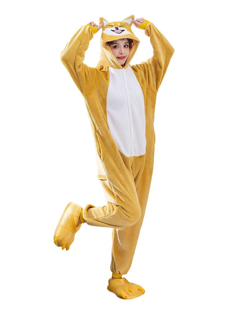 dorawithme Shiba Inu Kigurumi Pajamas for Adults, Animal Cosplay Costume for Halloween and Christmas, Unisex (L)