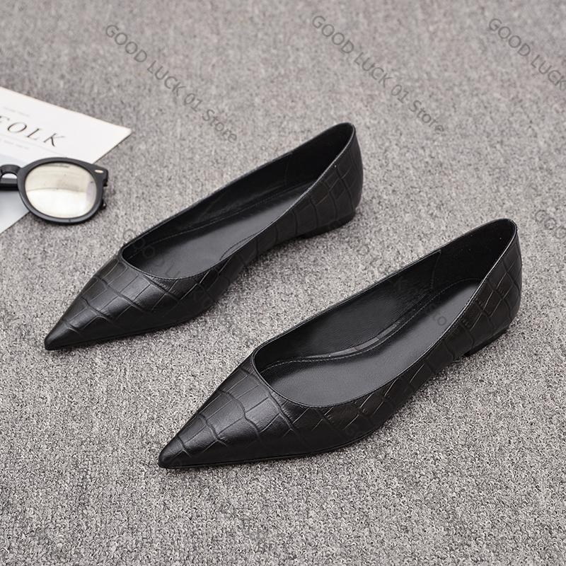 Mode Damen Ballerinas Schwarze Schuhe für Dame Kleine Größe 31 32 33 Große Größe 43 44 Spitze PU-Leder Steinmuster Sommer Frühling 2025