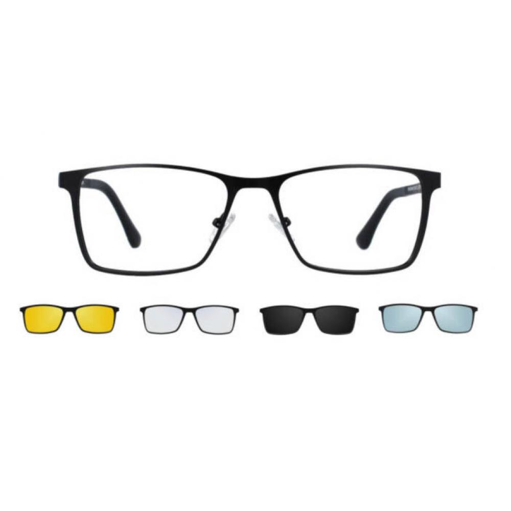 

Clip On SqUare Black SmartbUy collectiOn patrOn With Clip On U 0259 M02 fashiOn Unisex Eyeglasses Black/55