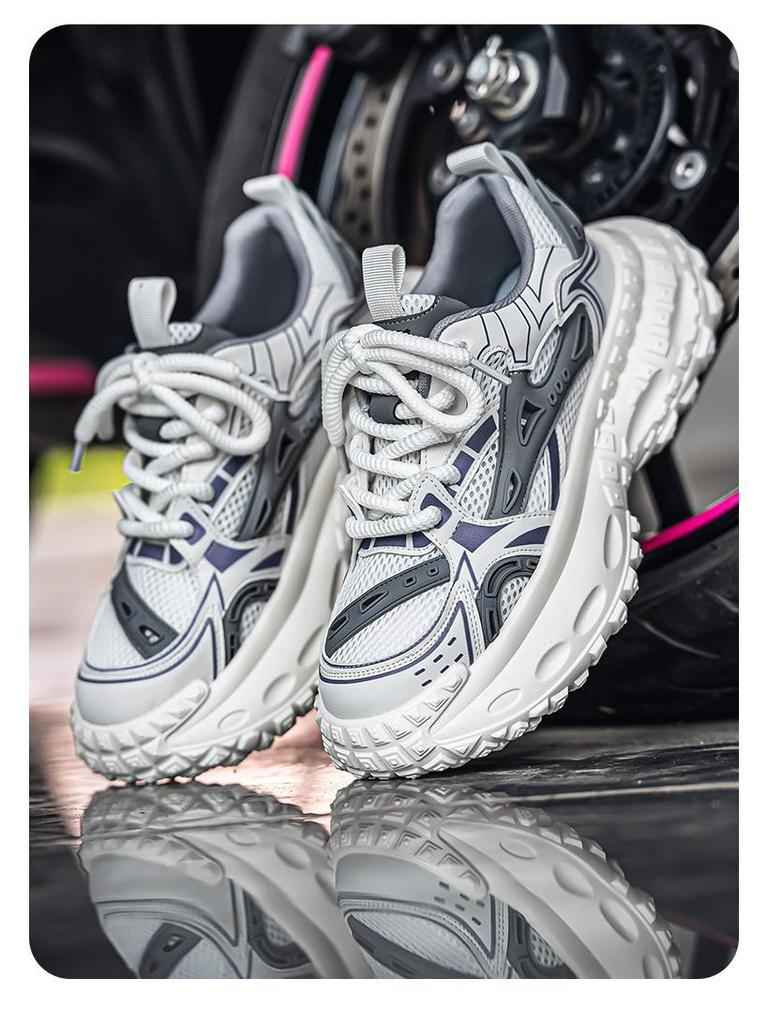 2025 Summer Trendy Men's Dad Sneakers: 5cm Height Boost, Color Block, Thick Tire Sole, Casual Style