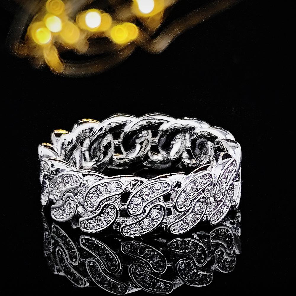 Luxusný prsteň s pásom z kubického zirkónu a diamantov pre ženy - Vysoký dizajnový cit r4577