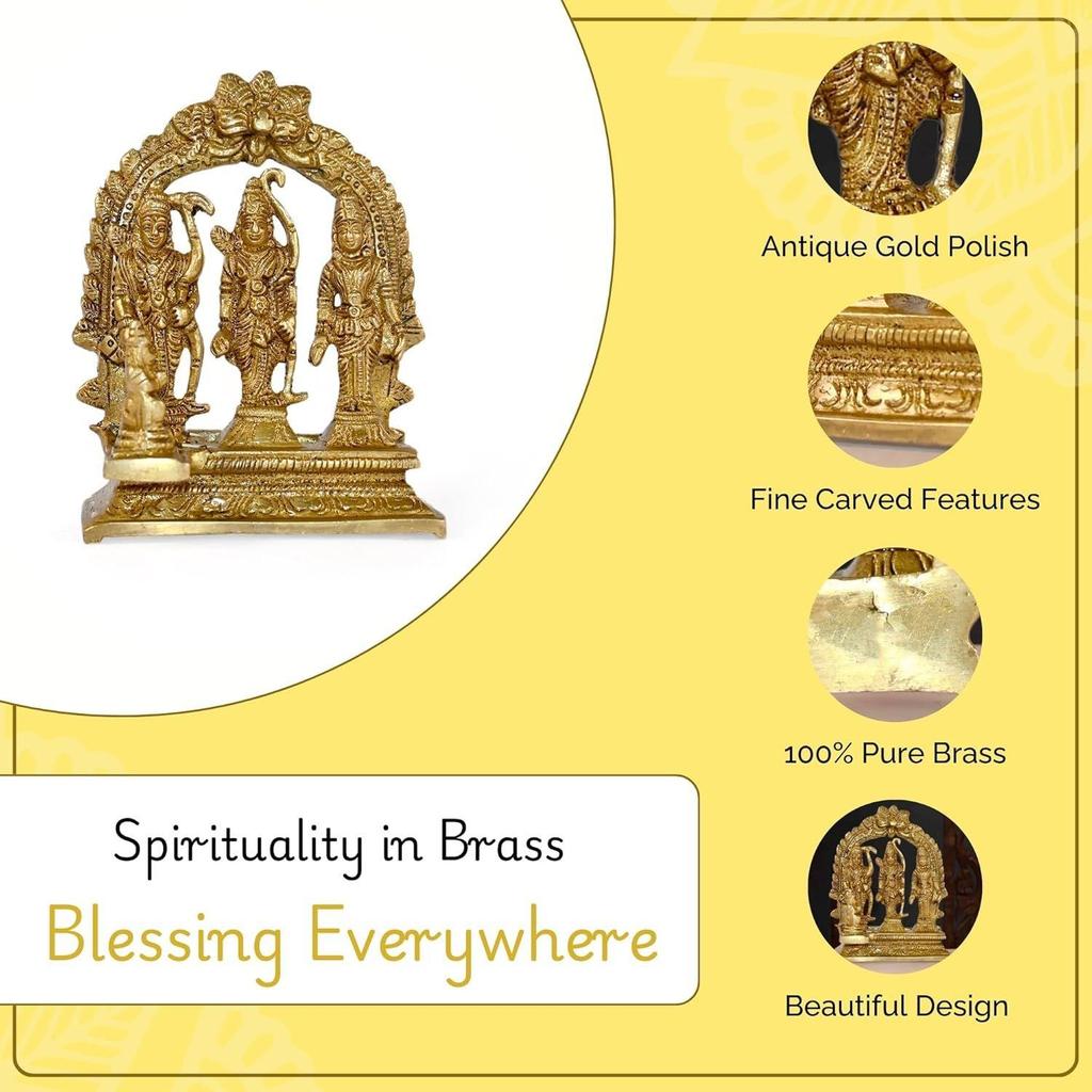 Ram Darbar Brass Murti Statue for Pooja Room & Gift, Religious Idol Figurine for Home & Office Decor, Hindu Lord Ram