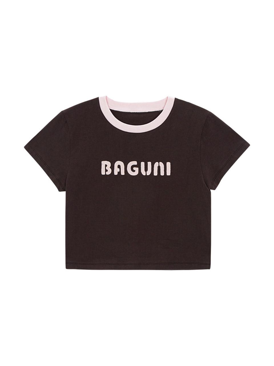 Salad Basket Embroidered Crop T-Shirt - Brown Pink