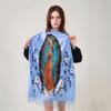 Winter Catholic Virgin Mary Tassel Scarf Long Cashmere Shawl Wrap For Women Custom Soft Lady Of Fatima Ladies Scarves 180*70Cm