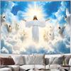 Jesus Christus Wandteppich Wandbehang Religiöser Engel Wolken Wandkunst Teppich Für Wohnzimmer Schlafzimmer Heimdekoration Stoffposter