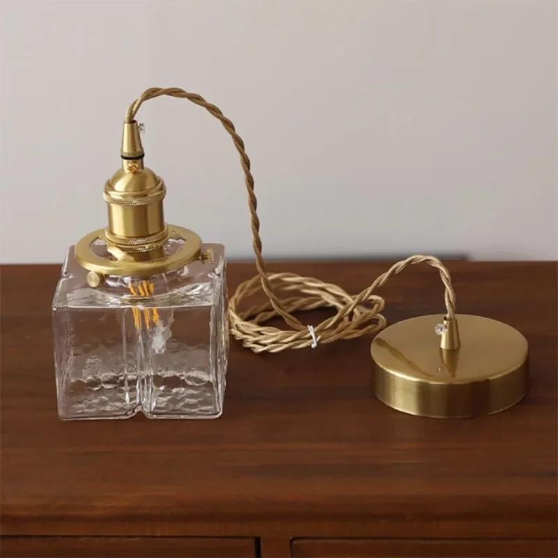 Japanese Home Decoration Glass Pendant Lamp Vintage Brass Rustic Ceiling Hanging Lights For Bedroom Dining Table Chandeliers