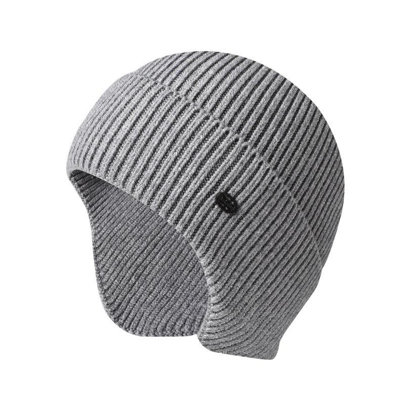 Autumn and Winter Knitted Hats Men and Women Solid Color Thermal Ear Caps Outdoor Riding Wool Caps Ski Pullovers