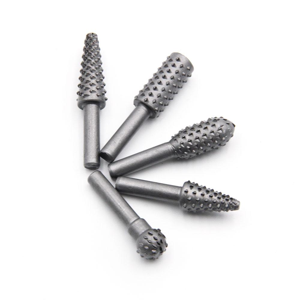 Rotary File DIY Grinding Tool Accessories Set Electric Grinding Head Tools5pc Silver Woodworking Wolf Tooth Stick