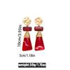 Vintage Red Gradient Resin Geometric Stud Earrings for Women – Three-Dimensional Design