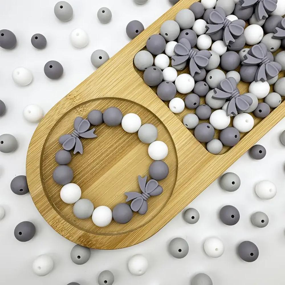 10/38/45PCS Bow Silicone Bead Set, 12mm/15mm, suitable for DIY handmade making, keychains, jewelry, bracelets, necklaces, etc