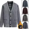 New Winter Casual Velvet Men's Knitted Long Sleeve V-Neck Cardigan Jacket