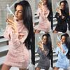 Women Long Winter Sleeve Fluffy Sweater Tops Ladies Party Bodycon Dress Jumper