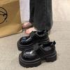 Black Platform British Style Small Leather Shoes Women's Muffin Loafers 2025 New Popular Shoes Versatile Jk Single Shoes