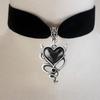 Gothic Punk Dark Devil Black Drip Glaze Heart Shape Flower Pendant Velvet Choke Necklace for Women Halloween Party Jewelry Gifts