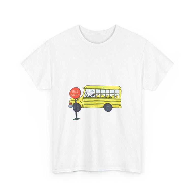 Unisex Snoopy Bus T-Shirt, Cute Cartoon Dog Tee, School Graphic Shirt, Gift for Kids, Aesthetic Peanuts Inspired Tee, Soft Cotton Top 110