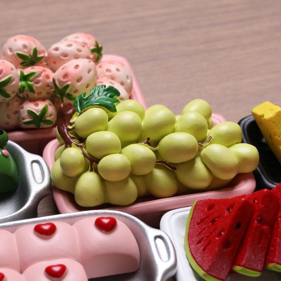 3D Simulated Fruit Fridge Magnet DIY Locker Kitchen Fridge Simulated Strawberry Watermelon Blueberry Boxed Food Magnetic Decoration Ornament
