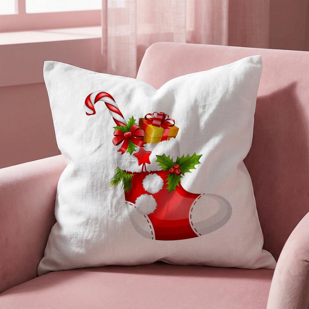 Red Socks Merry Chrismas Cushion Cover Multi-Scene Pillow Cover for Home & Car - Reversible, Soft & Durable for Daily Use