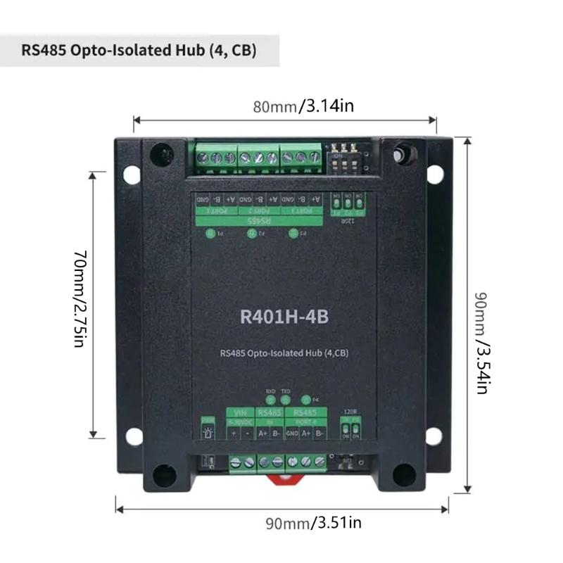 RS485 Optically Isolated Serials Hub Multiple Port Configuration and Half Duplex Operation for Secure Data Exchange
