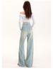 Women's Light Blue Embroidered Wide-Leg Jeans - Autumn Spicy Girl Style, Loose Straight Fit