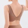 Women's Padded Sports Bra with V-Neck and Supportive Back for Running, Yoga, and Fitness