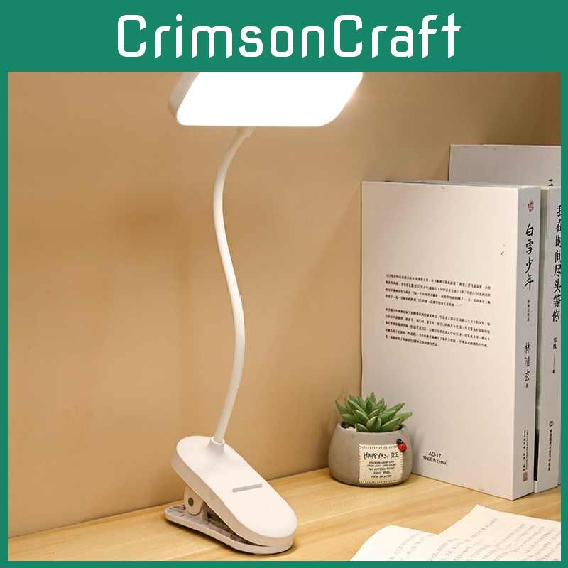 Led Clip On Desk Lamp Adjustable Brightness Room Reading Study Bedside Light