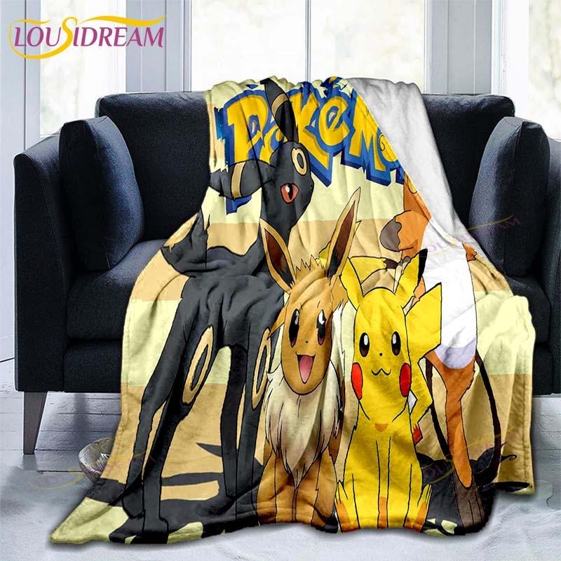 Manta decorativa con estampado de Pokémon, funda de edredón para sofá, ropa de cama de viaje, manta decorativa, manta de franela, colcha, mantas del Grinch