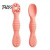 Ergonomic Spoons for Small Hands 2Pcs Silicone Baby Spoon, Soft Toddler Training Spoon Puree Fruit Puree, Easy Grip Non-Slip Handle Infant Feeding