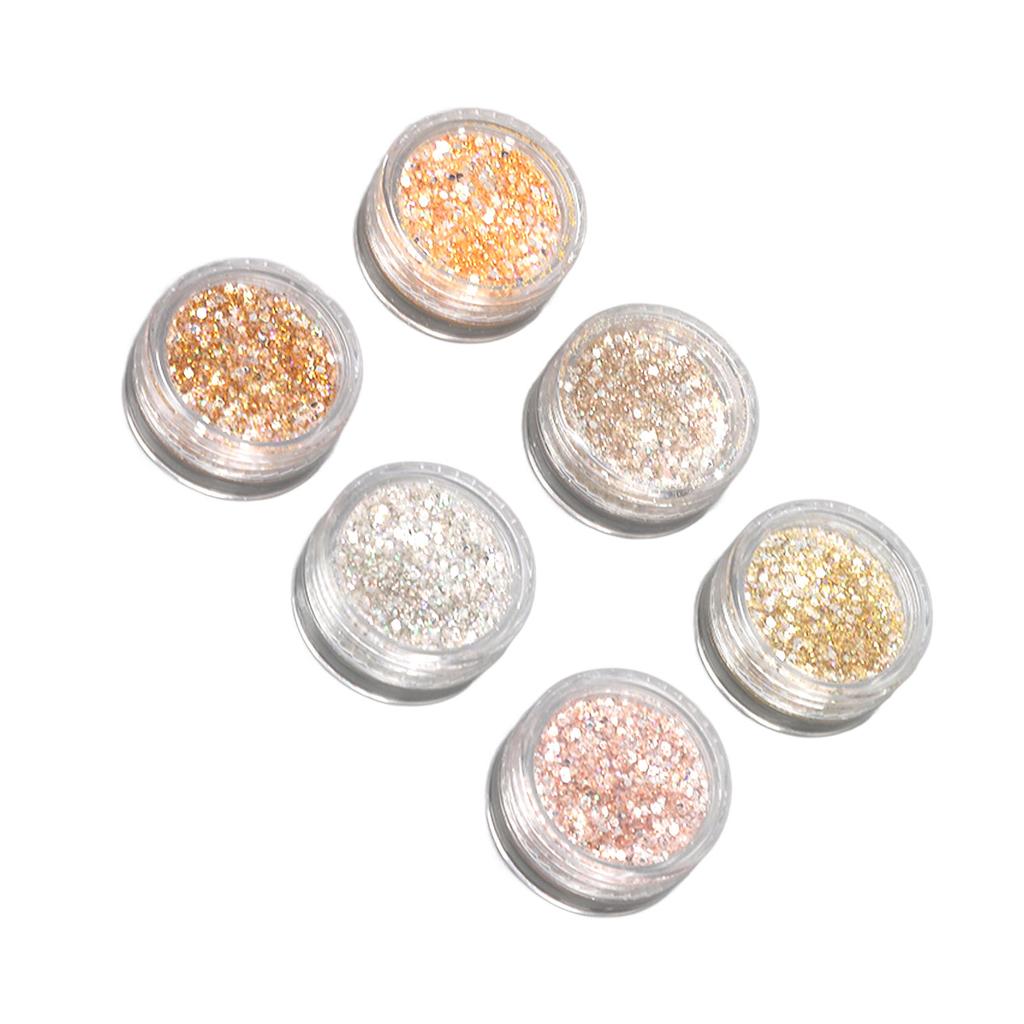 6 Colors Holographic Nail Glitter Kit Sparkling Nail Art Decoration for Home Salon Manicure