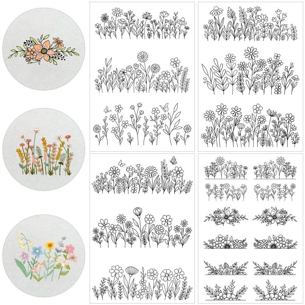 4 Sheets Wash Away Embroidery Patterns Stick and Sew Patterns  Hand Sewing Lover