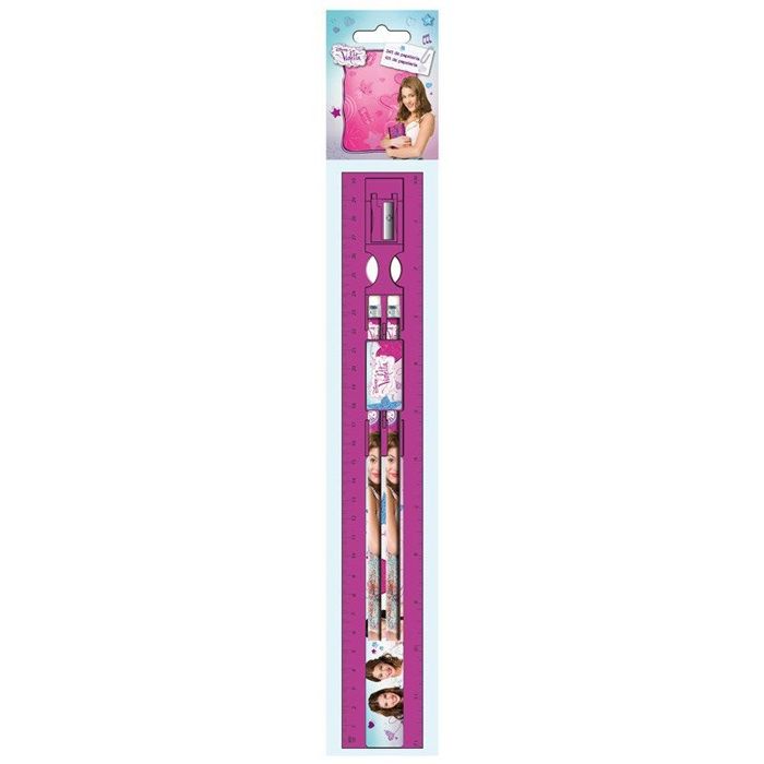 Set de papeterie 5 pièces : regle, crayon gomme Violetta