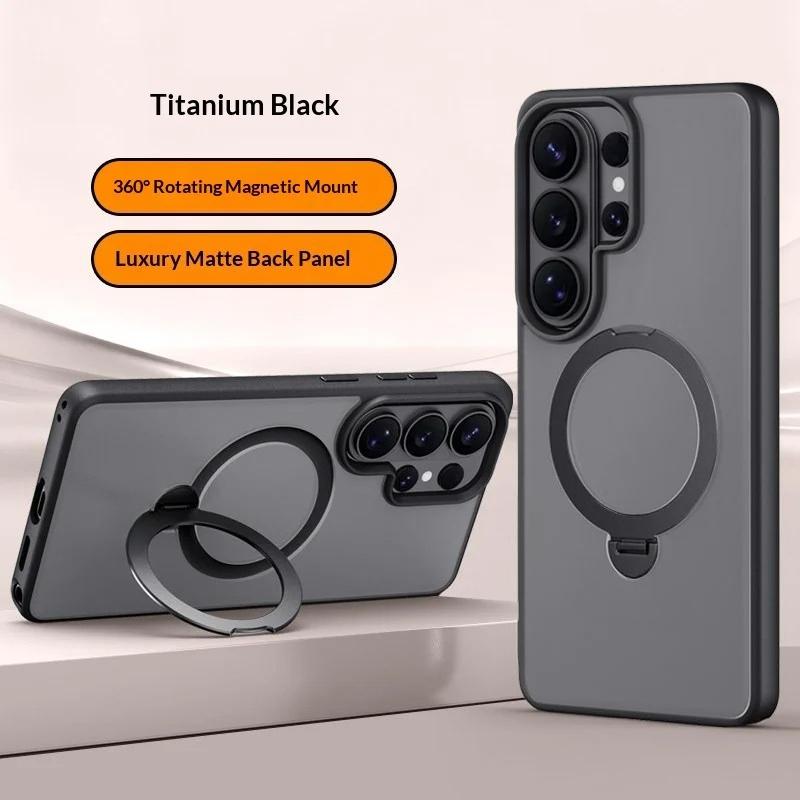Magnetic Matte Phone Case for Samsung S26 Ultra Galaxy S26 Plus For Magsafe Metal Ring Stand Holder Contrast Color Frosted Cover