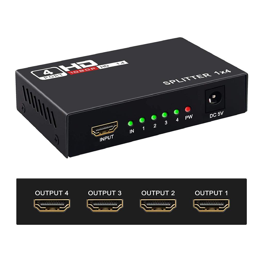 4-in-1 HDMI-kompatibler Hub-Adapter-Splitter Heim-Büro Hotel Tragbarer Computer Fernseher Konverter Elektronikzubehör