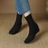 Krazing Pot Flock Autumn Winter Shoes Retro Fashion Wedges Heels Size 43 Zipper Square Toe Keep Warm Ankle Boots