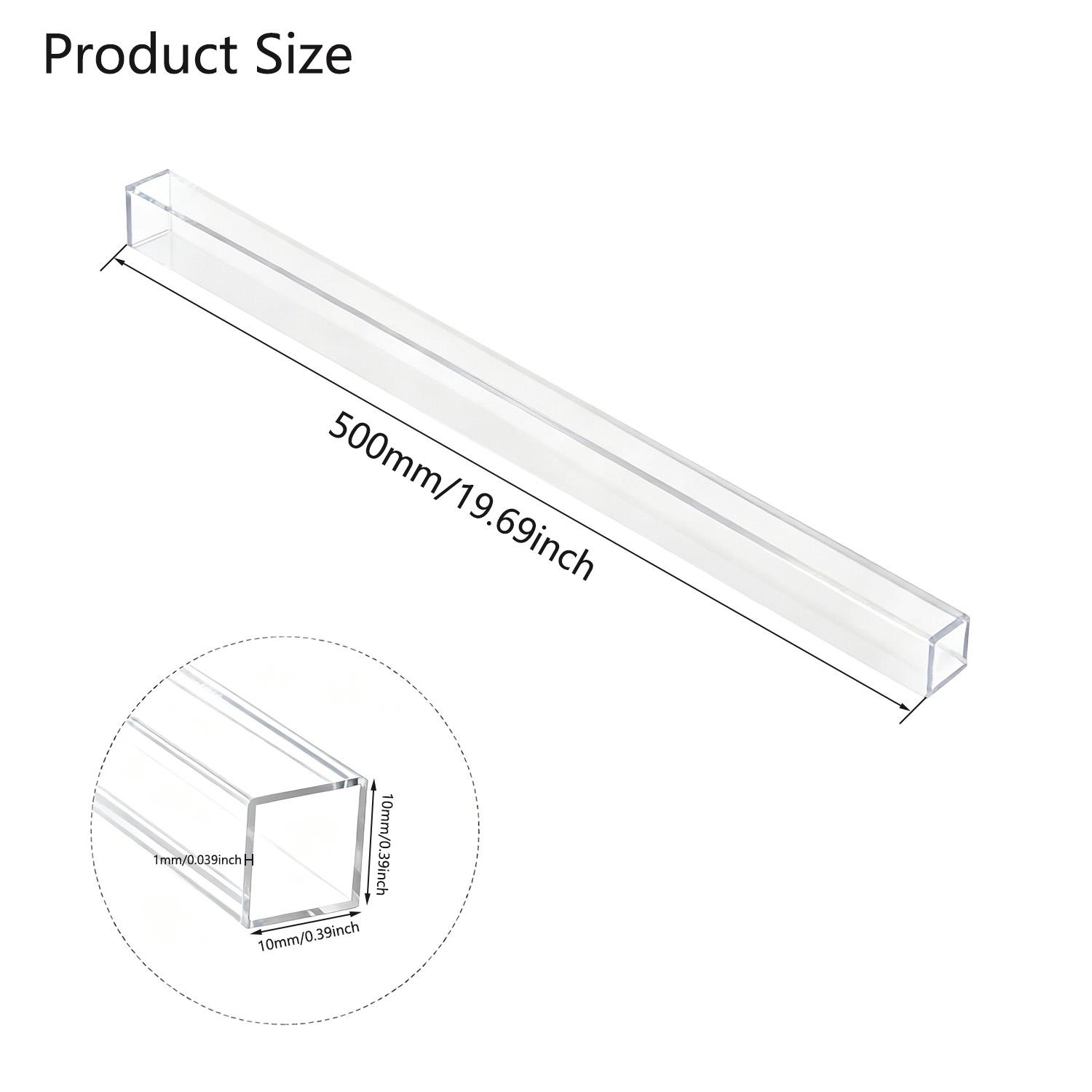 

1PC 10-20mm Square Acrylic Pipe, Hollow Duct 500mm Long for DIY Crafts, Lightings Decorations & Model Making 1 pcs