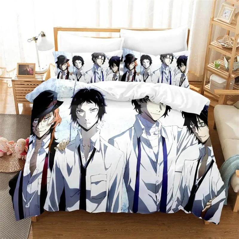 Anime Dazai Bungo Stray Dogs Bedding Set Boys Girls Twin Queen Size Duvet Cover Pillowcase Bed Kids Adult Home Textileextile