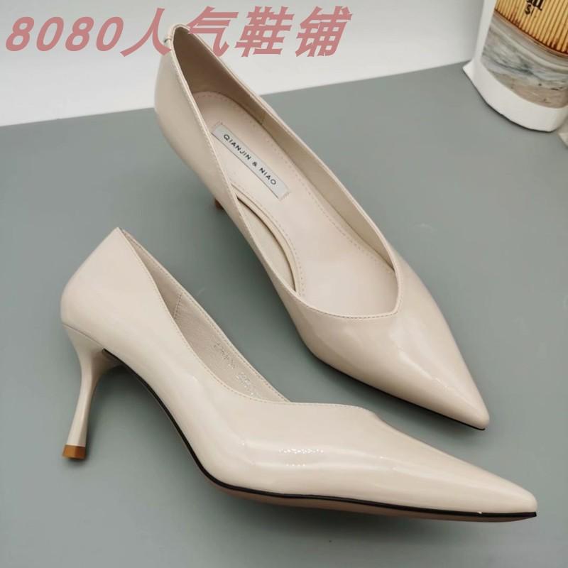2025 nouveau printemps polyvalent version coréenne cuir verni talons hauts stiletto princesse bout pointu bouche peu profonde chaussures simples chaussures de travail chaussures pour femmes