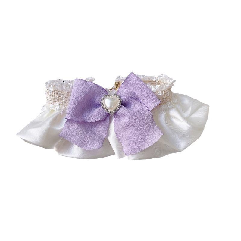 Cream Style Pet Collar Scarf Pearl Heart Bow Saliva Towel Bib For Cat Dog