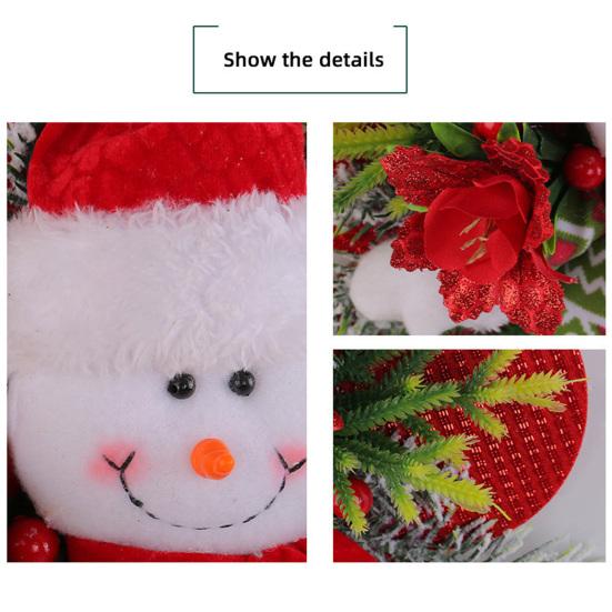 Christmas Plush Doll Door Hanging Decoration Cute Snowman/Santa Claus Wreath for Wall Front Door