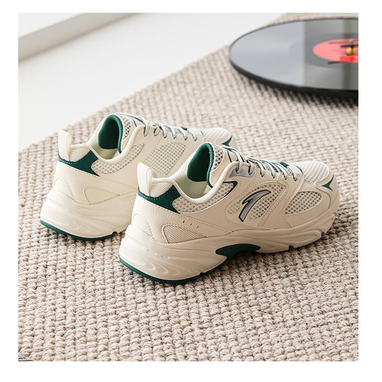 New Anta Life Collection Abrasion Resistant Breathable Low top Casual Shoes Men's Ivory White Cinnabar Green 112538811-2