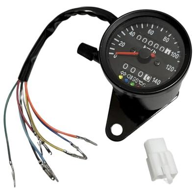 RiNan. Motorcycle Speedometer, Mechanical LED, 140km, Universal, Black X Black