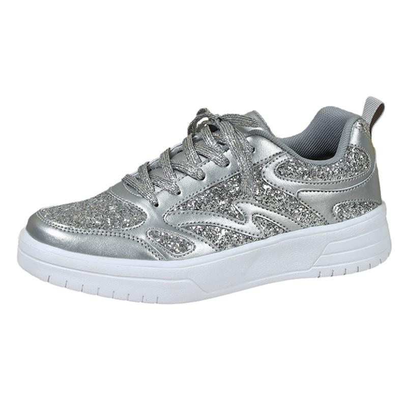 EOFK Women's Glitter Platform Wedge Athletic Tennis Walking Shoes Sparkly Sequin Lightweight Casual Comfort Fashion Sneakers