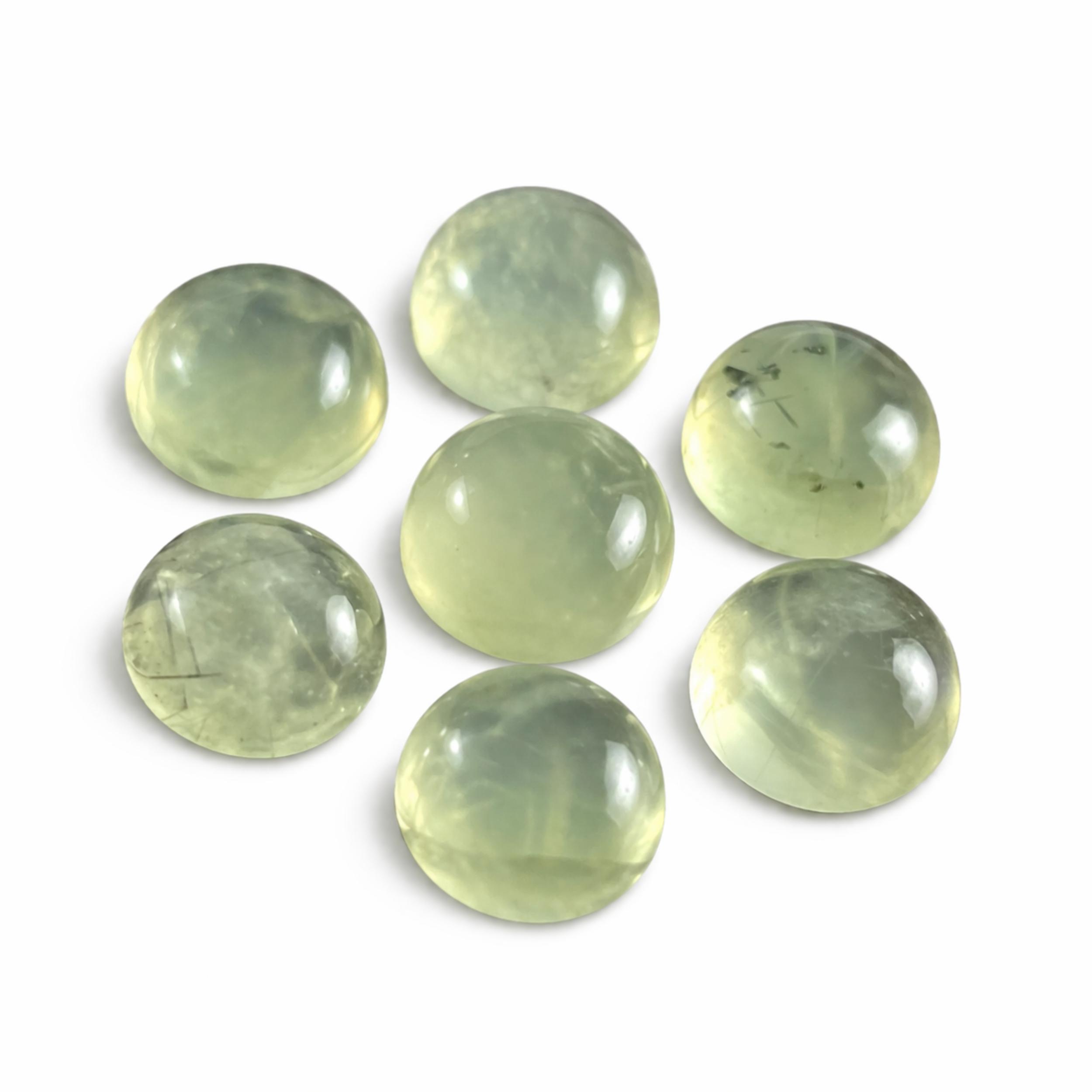 AAA+ Natural Prehnite Cabochon Round Gemstone, Green Prehnite Flat Back Loose Stone for Jewelry Making 5mm зелёный